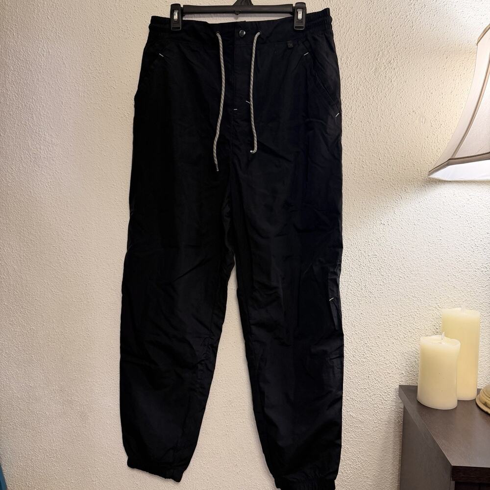 Gymshark Mens Retake Joggers Windbreaker Mesh Lined Pant Size L Black Drawstring